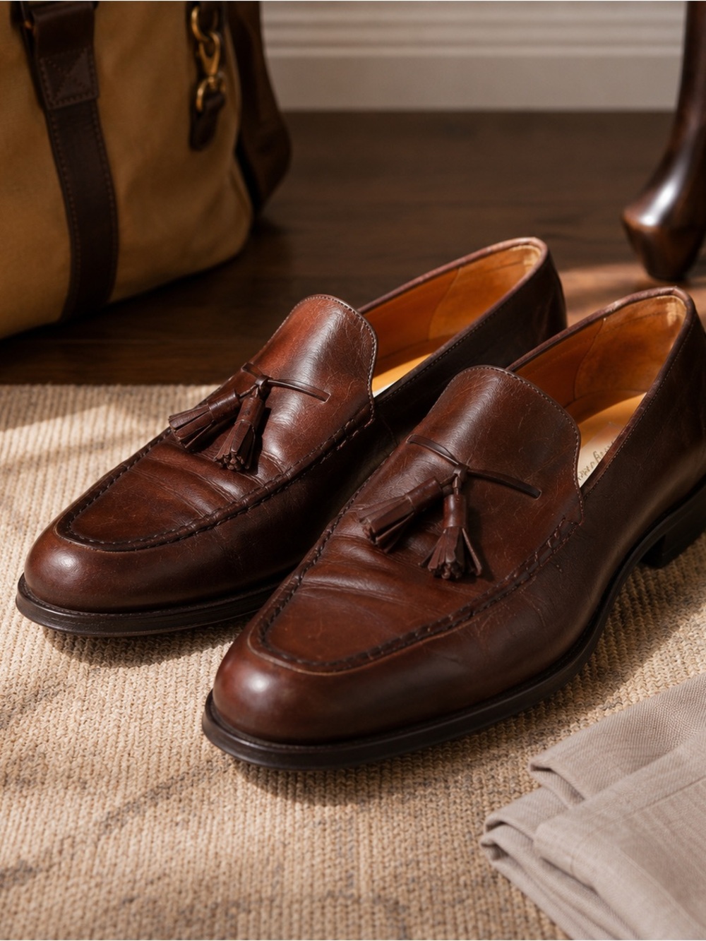 Mezlan Brown Tassel Loafers Men’s 13 Made Spain Leather